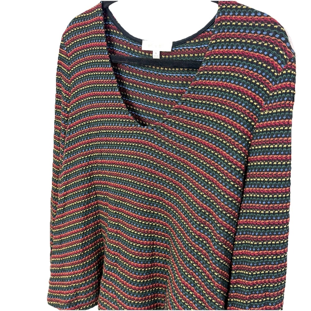 Anthropologie Eri‎ + Ali XL Multicolor Striped Knit Top Long Sleeve Relaxed Fit - Picture 4 of 15